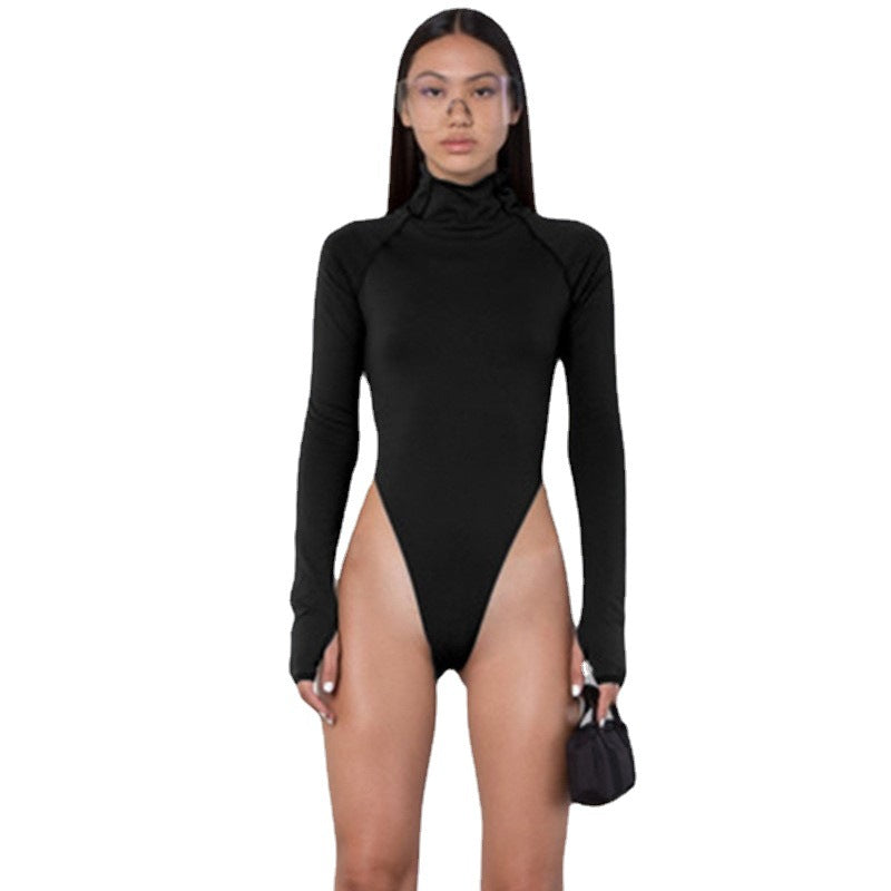 Women's long-sleeved bodysuit with high neck and flattering fit Skjora
