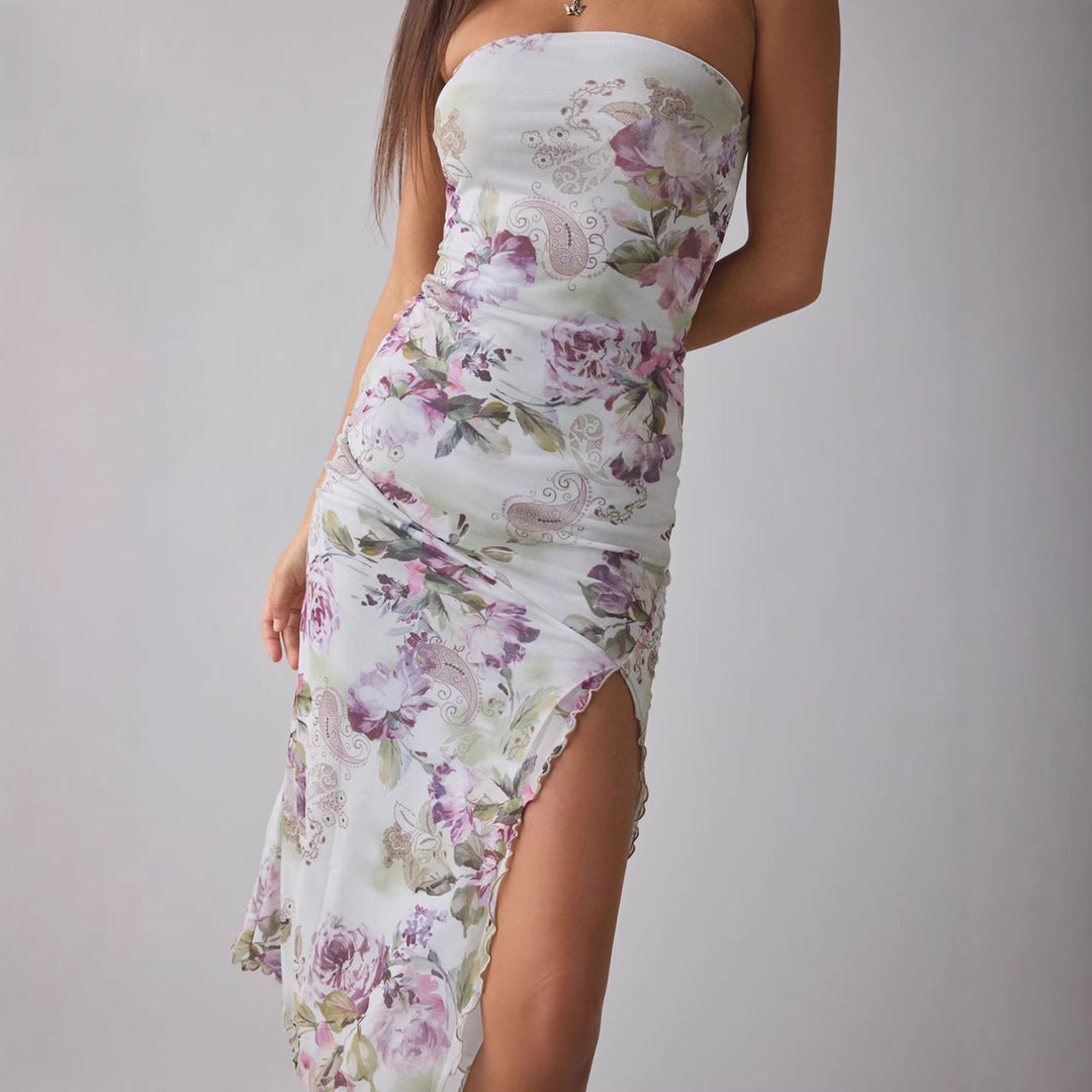 Dame Elegant bandeau-kjole med blomsterdesign og asymmetrisk snitt Skjora