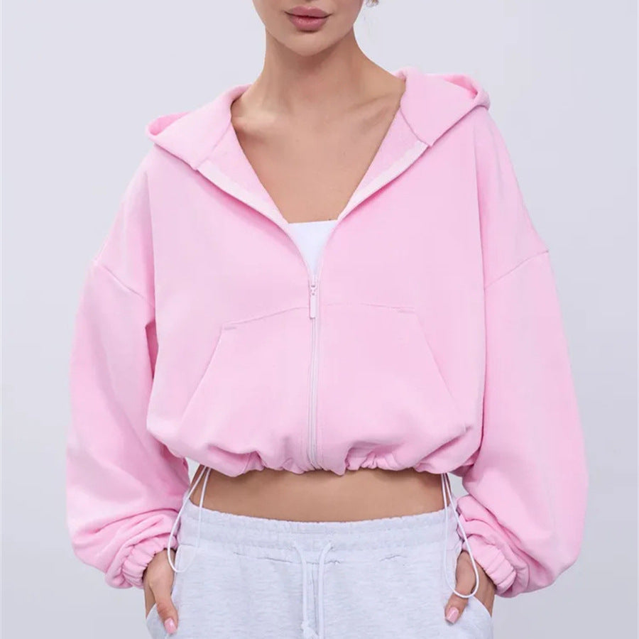Damer casual cropped hettegenser med voluminøse ermer Skjora