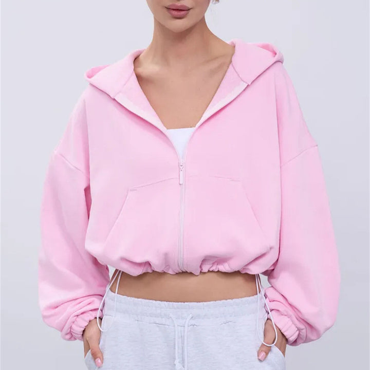 Damer casual cropped hettegenser med voluminøse ermer Skjora