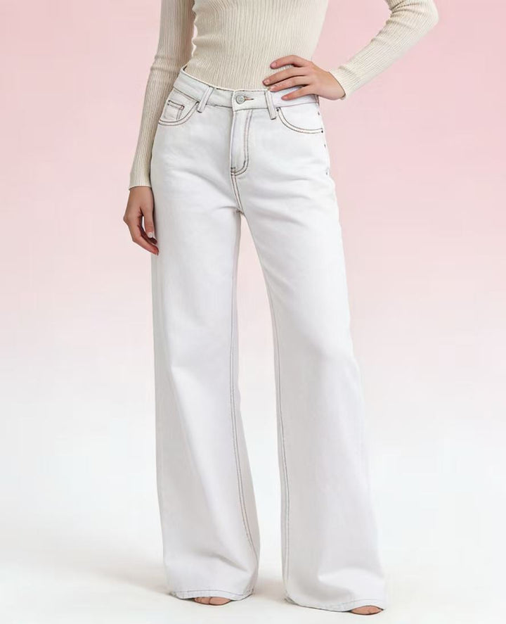 Dame Flared Jeans med høy midje og elegante sømdetaljer Skjora