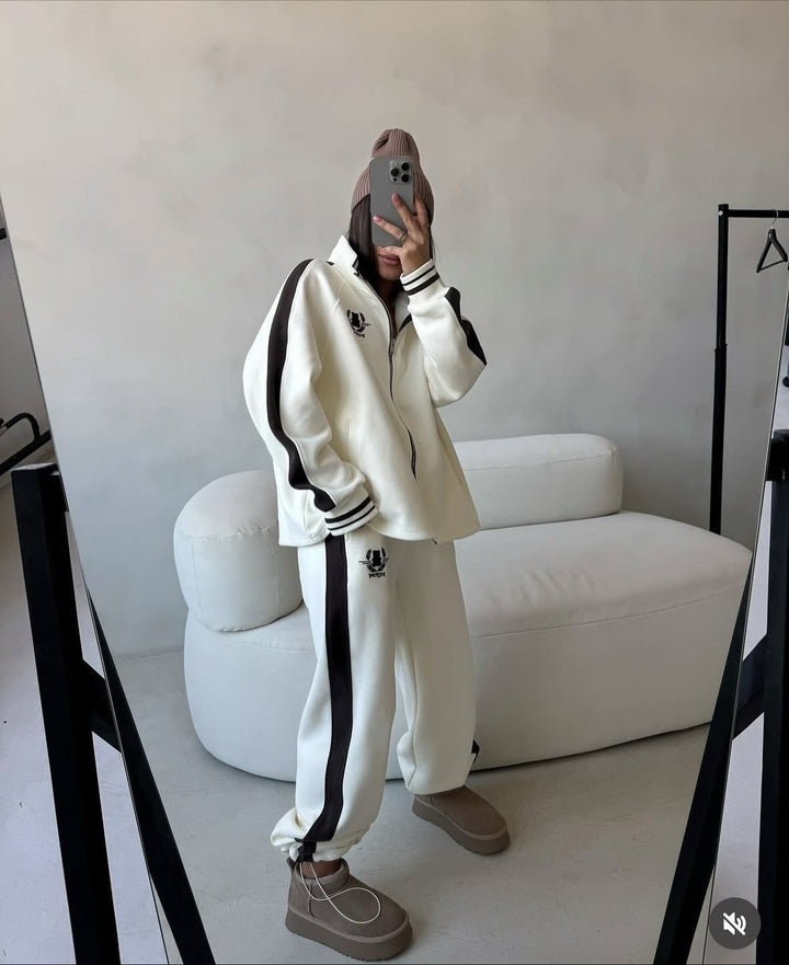 Kvinners sporty loungewear-sett med høyhalset glidelås og behagelige bukser Skjora