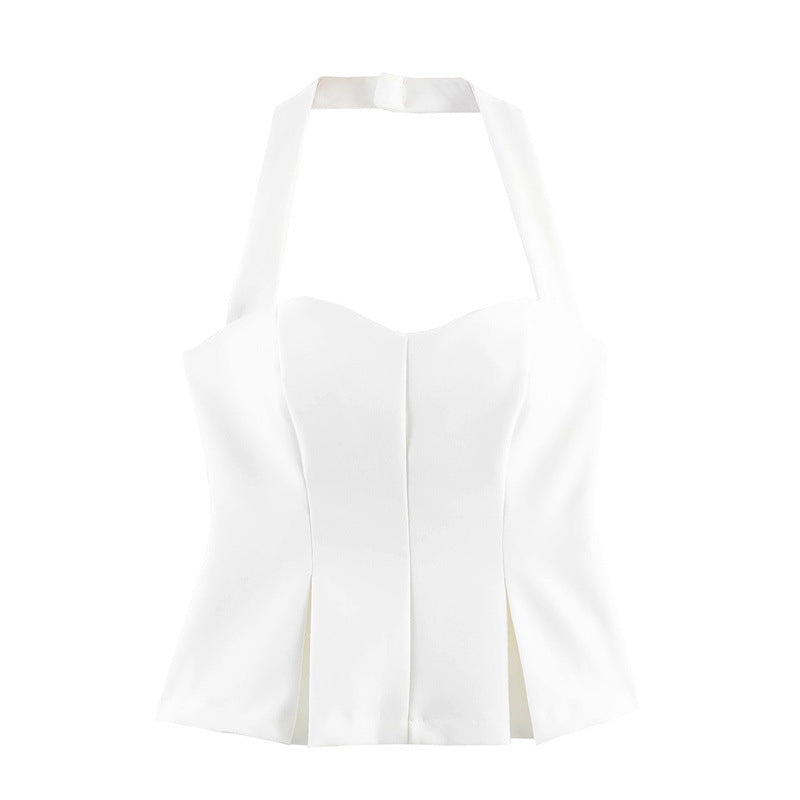 Damer Chic Haltertop med figursydd snitt og raffinert volang Skjora