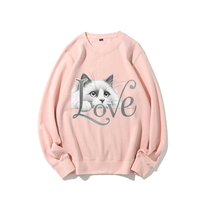 Kvinne sweatshirt med lekent katte design og avslappet passform Skjora