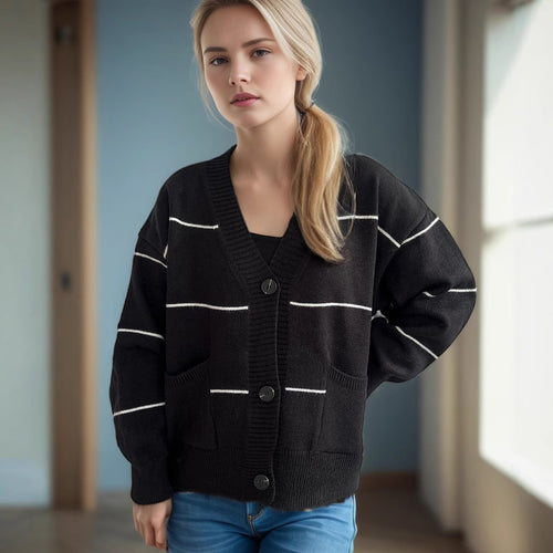Damer koselig cardigan med lommer og knappe detaljer Skjora