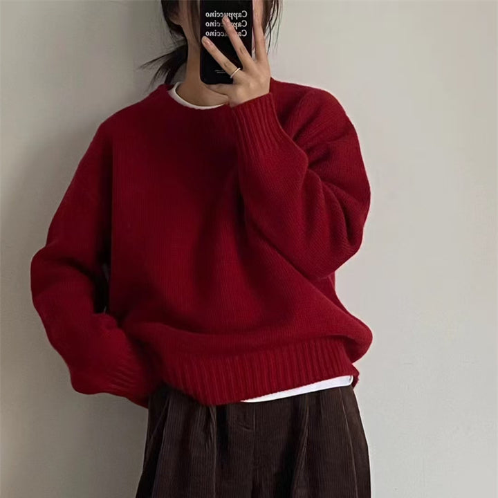 Kvinnens uformelle chunky strikkegenser med oversized snitt og myke ermer Skjora