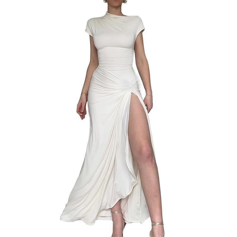 Damer Elegant Maxikjole med asymmetrisk snitt og dekorativ drapering Skjora