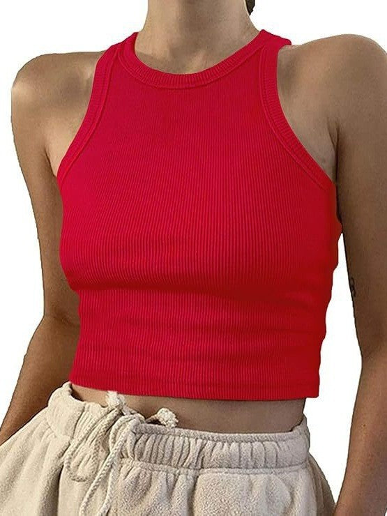 Damer sporty crop-top med elastisk ribbedesign Skjora