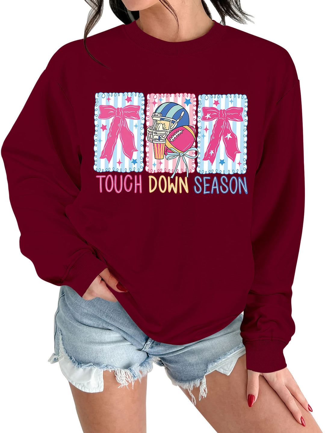 Dame sweatshirts med kreativ fotballmotiv og avslappet snitt Skjora