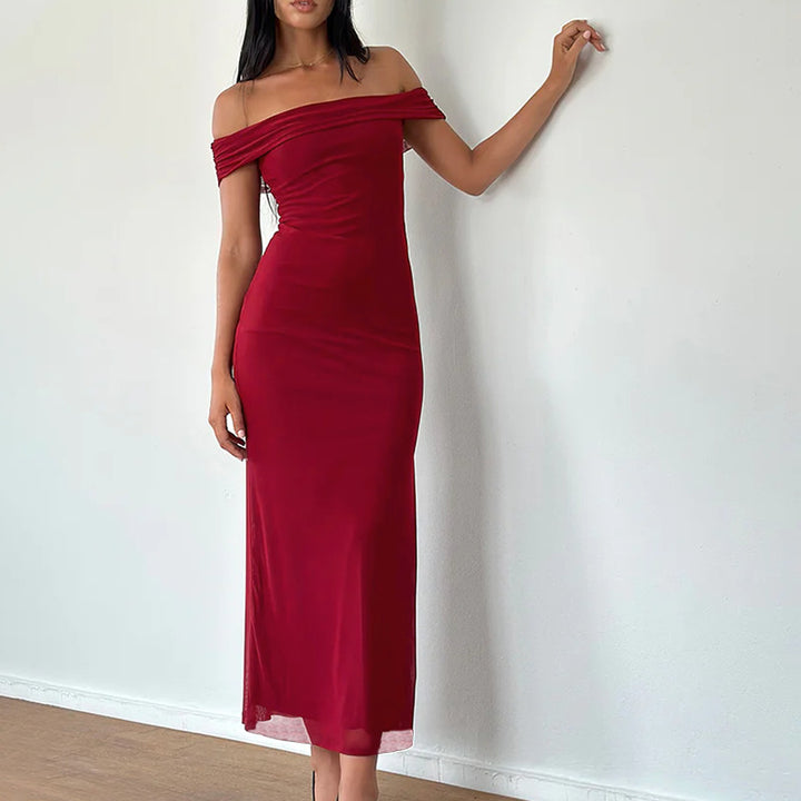 Damer Off-Shoulder Maxi Kjole med Elegant Drapering Skjora