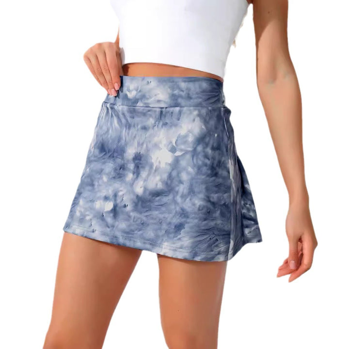 Dame Sporty miniskjørt med trendy batikdesign og elastisk linning Skjora