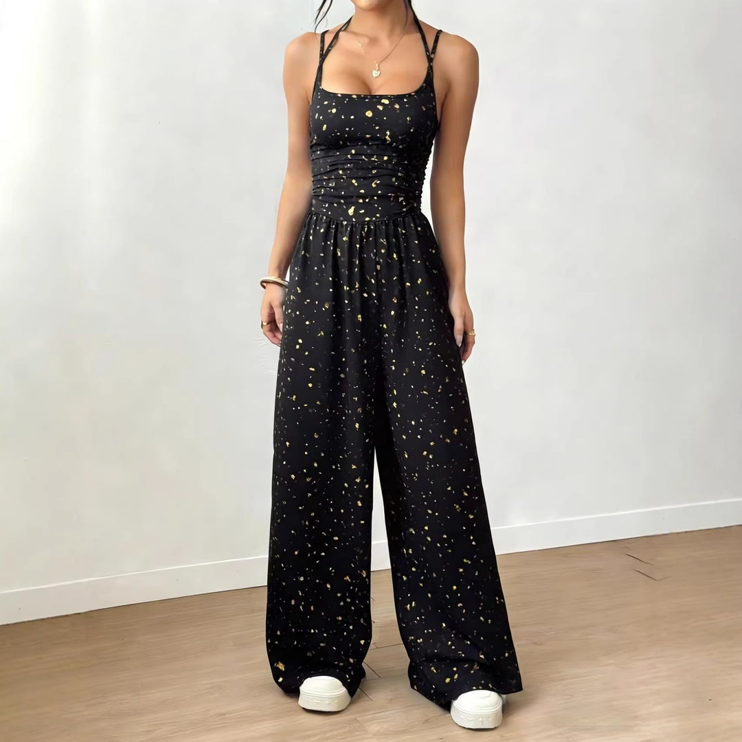 Dame Elegant Jumpsuit med vide ben og spaghetti-stropper Skjora