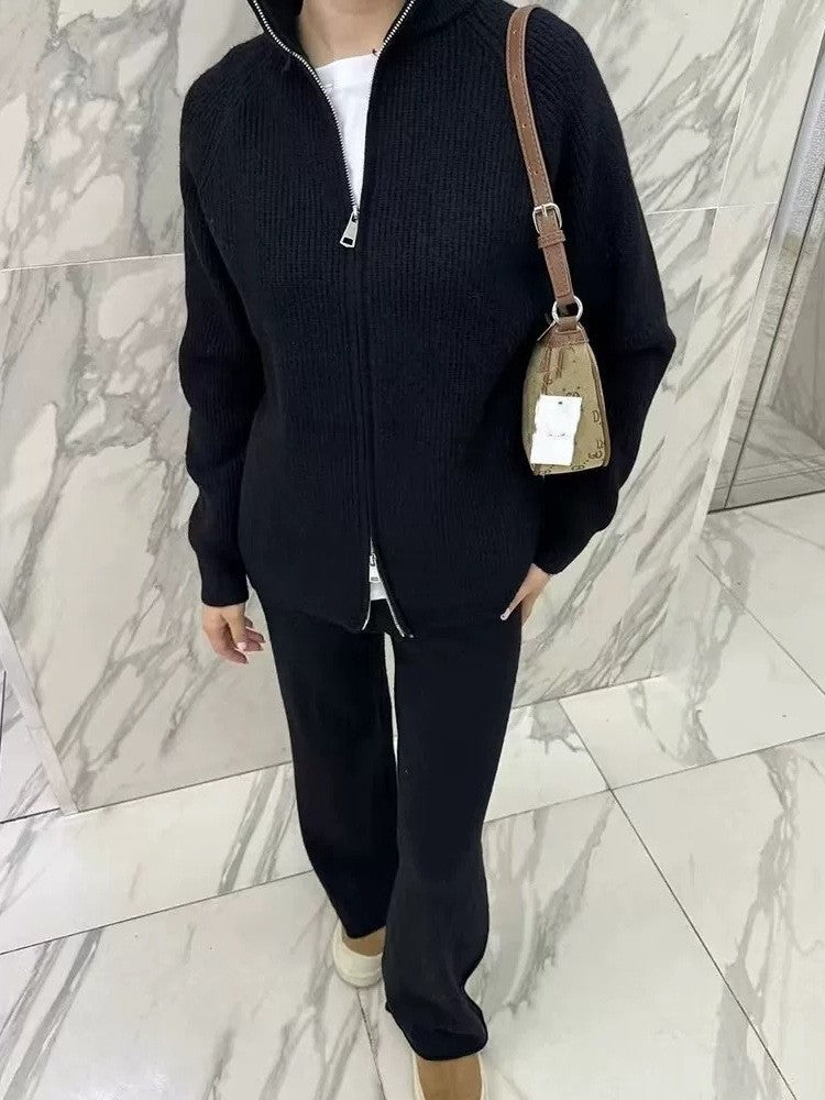 Kvinnelig Elegant Cardigan med Glidelås og Matchende Bukser Skjora