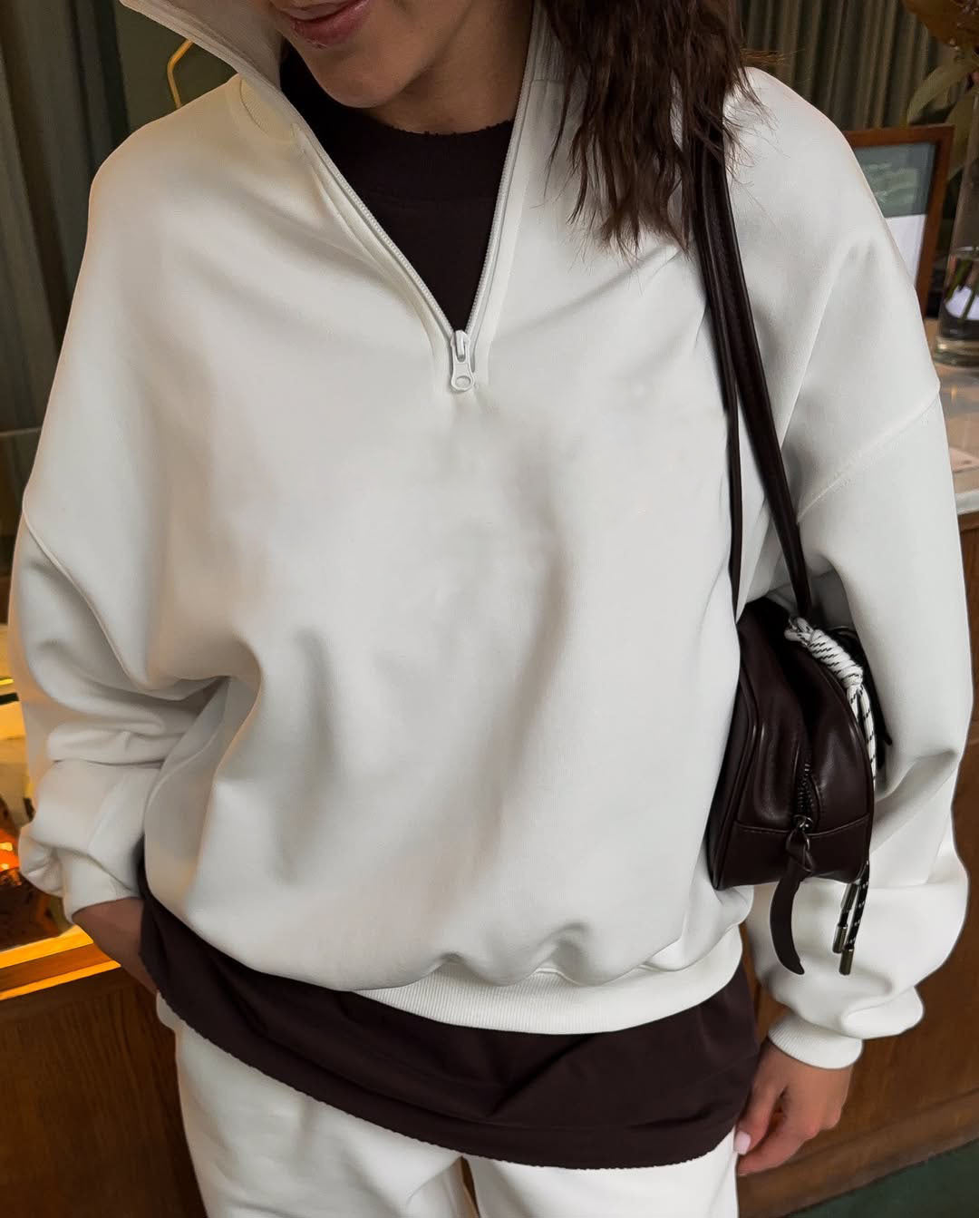 Damer casual fleece topp og komfortabel joggebukse sett Skjora