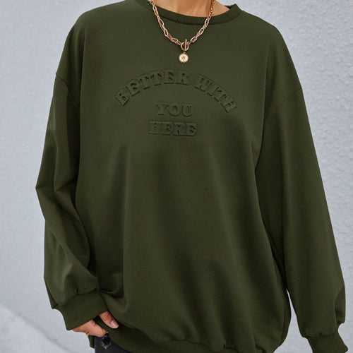 Dame casual sweatshirt med preget trykk Skjora