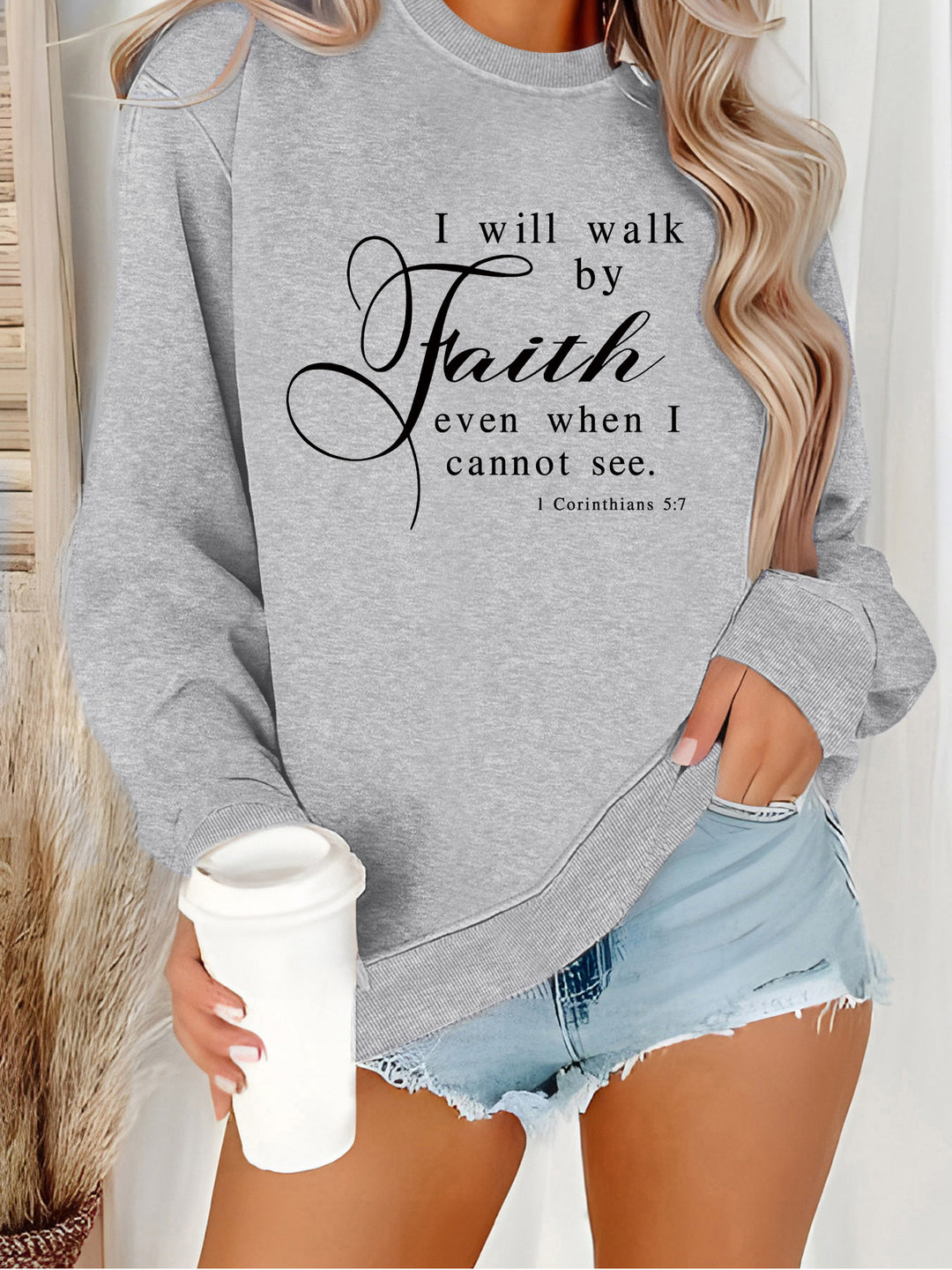 Dame sweatshirt med inspirerende tekst og mykt materiale Skjora