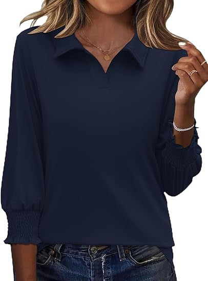 Damer Elegant Polo Shirt med Ruffle Detaljer Skjora