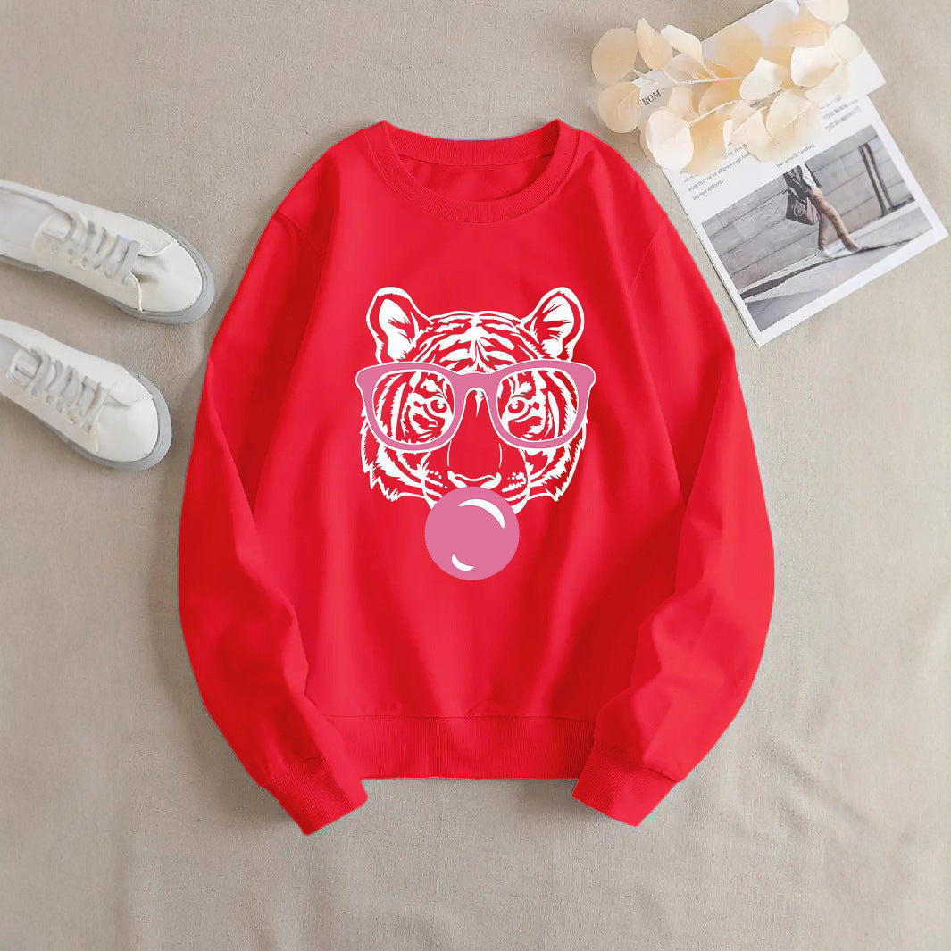 Dame sweatshirt med kreativ tigerdesign og avslappet snitt Skjora