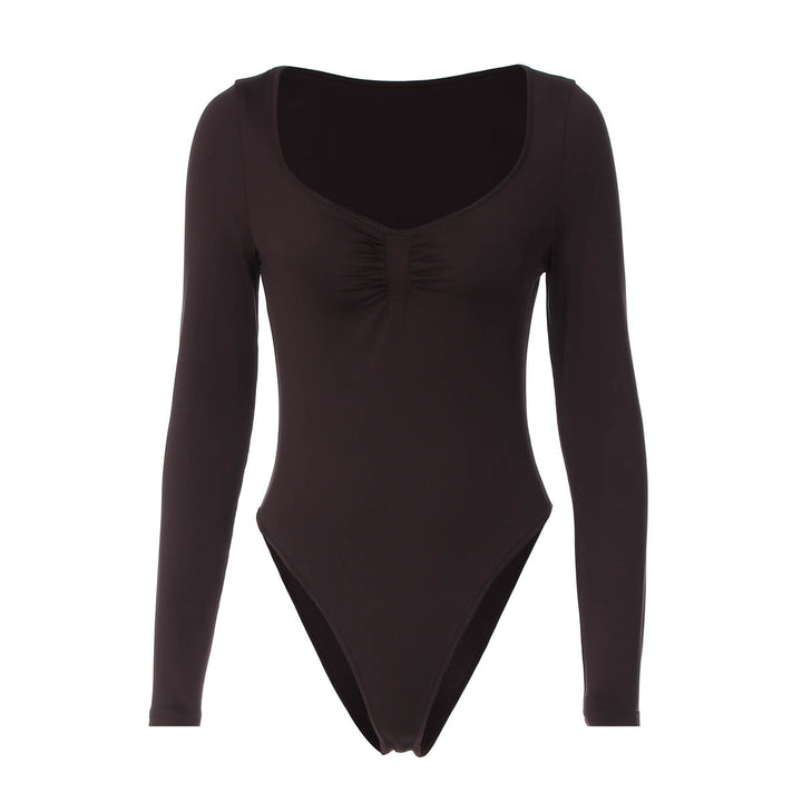 Dame Langerm Bodysuit med elegant rynkeffekt Skjora