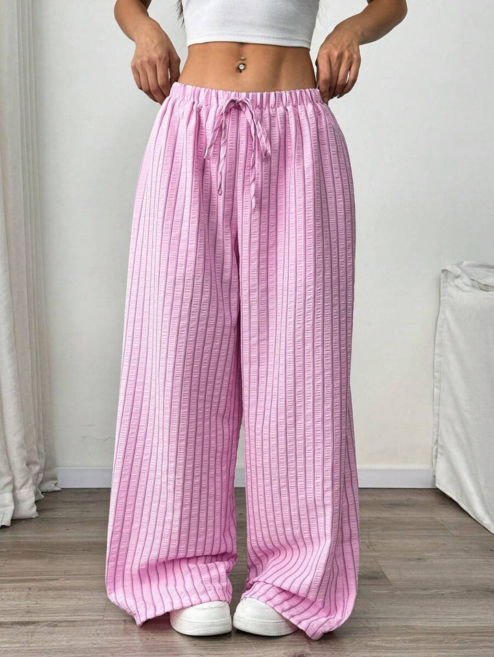 Dame casual høy midje bukser i stripet design Skjora