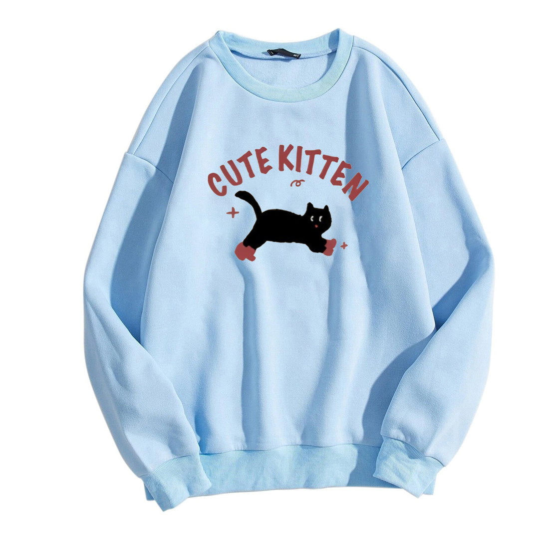 Damegen Sweatshirt med kattemotiv Skjora