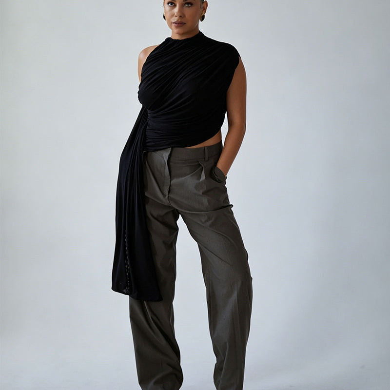 Women's Elegant Asymmetrical Draped Top Skirt