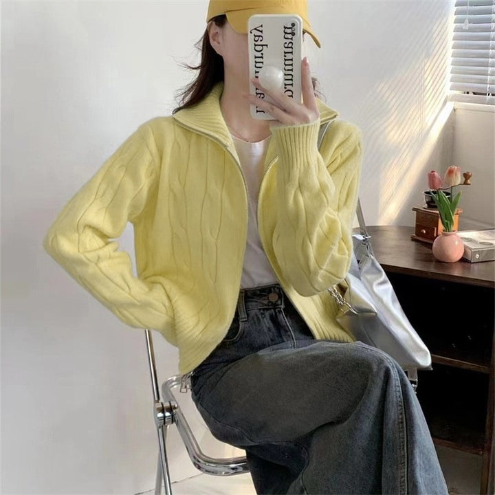 Dame zip cardigan med snor Skjora
