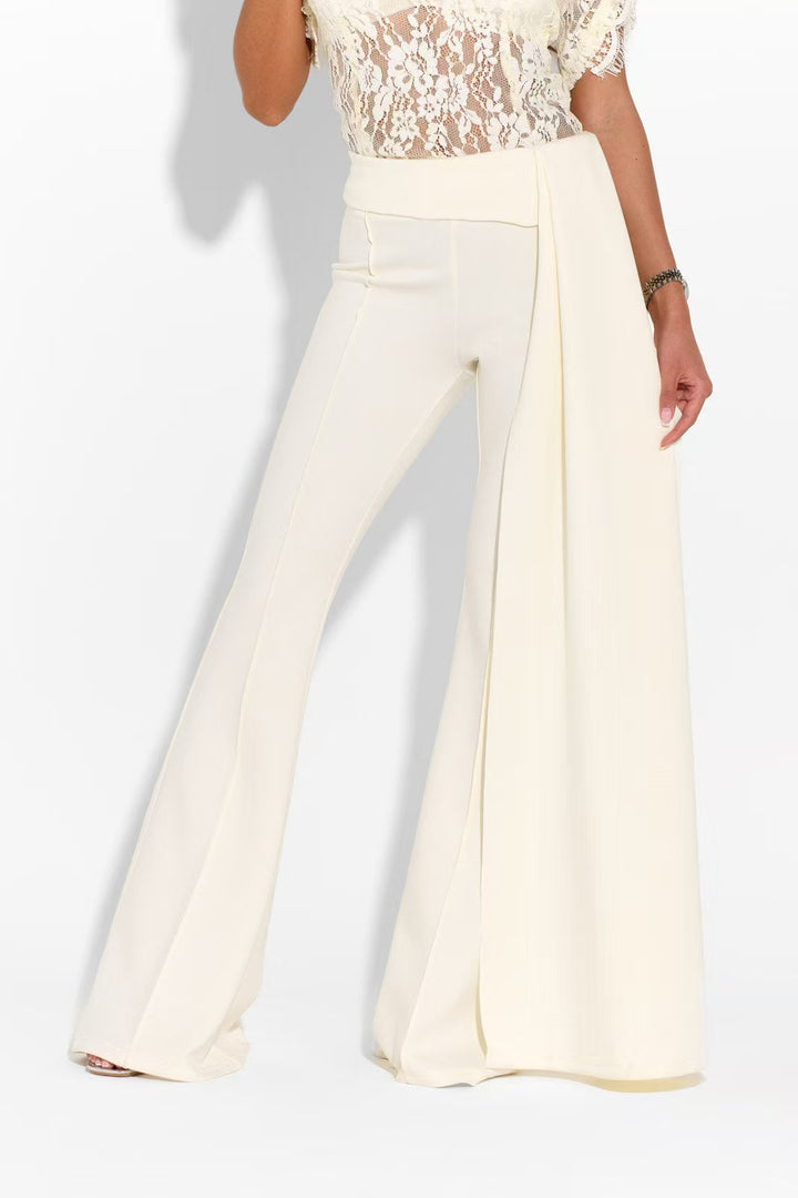 Dame Elegant Flared-Bukser med sidelangs Draperingseffekt Skjora