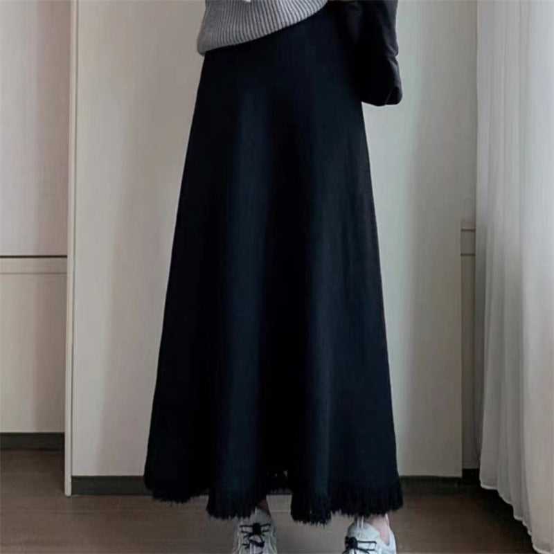 Damer elegant midi skjørt med frynser Skjora