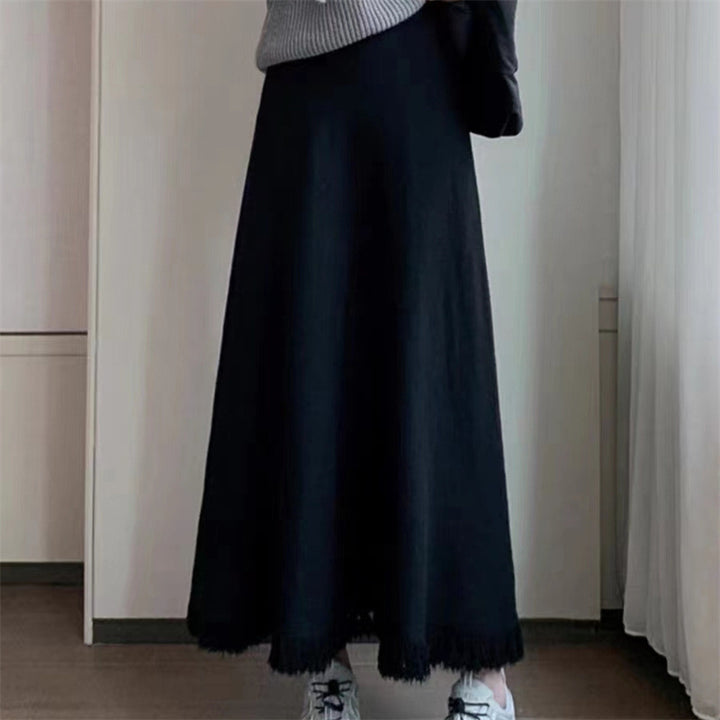 Damer elegant midi skjørt med frynser Skjora