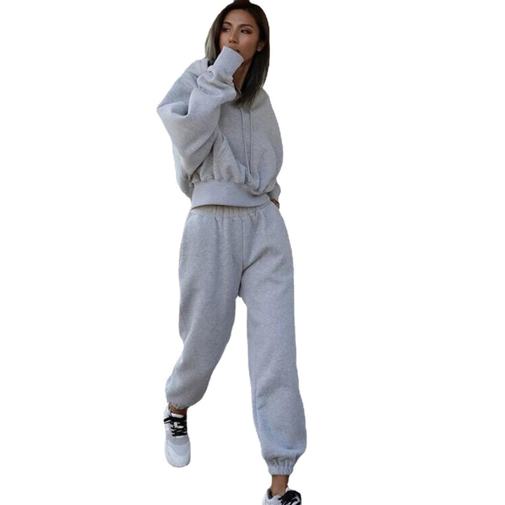Damer koselig fleece jumpsuit med oversized hette og elastisk midje Skjora