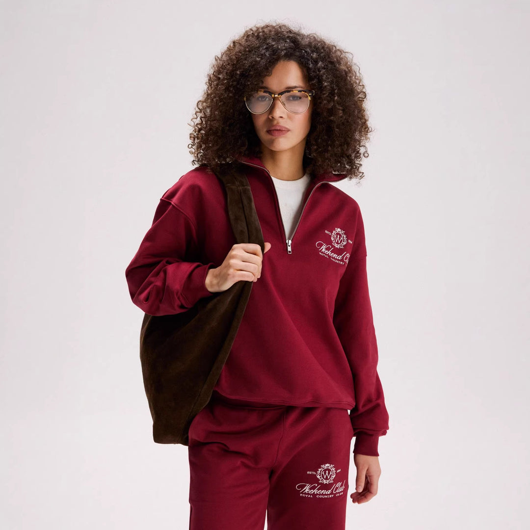 Kvinnelig sporty zip genser med en uformell skjæring og elegant broderi Skjora
