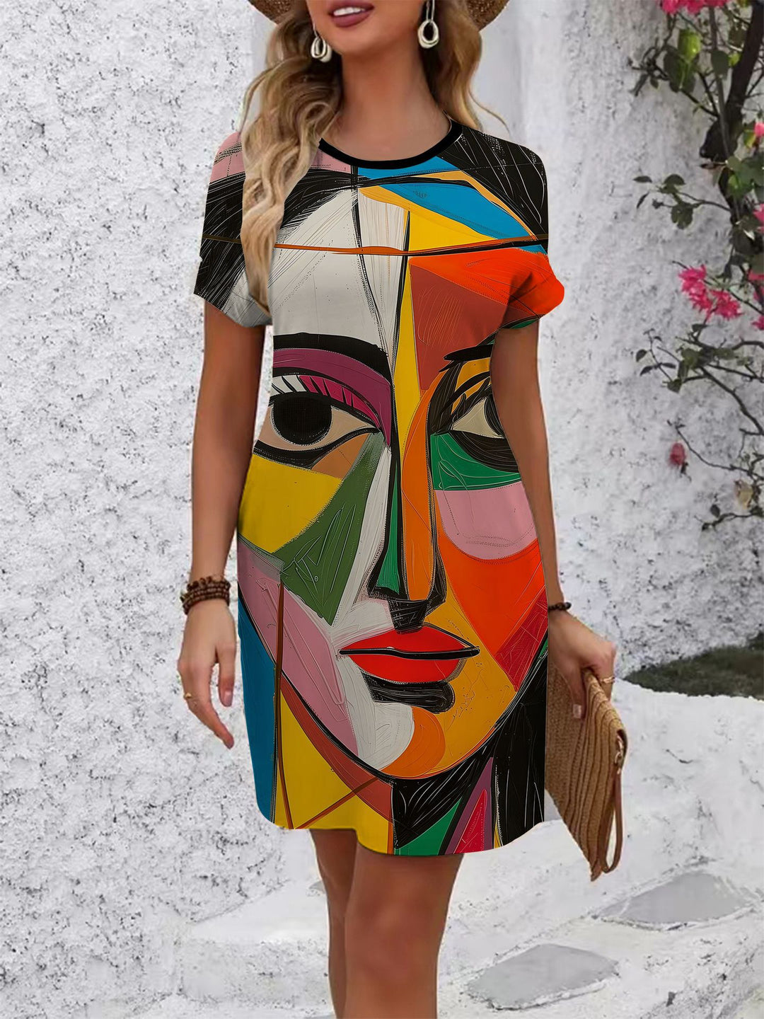 Damen T-Shirt Kleid mit floralem Design und bequemem Schnitt Skjora