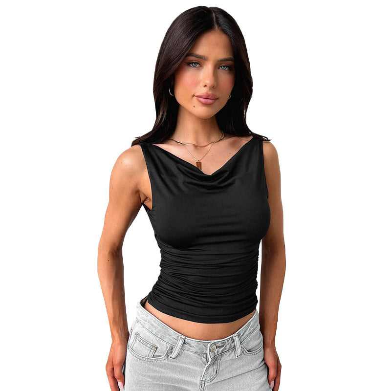 Dame figursydd tanktop med elegant omslagsdesign Skjora
