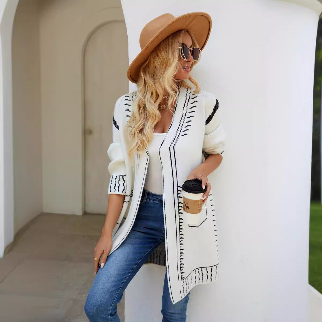 Dame cardigan med slående design og avslappet snitt Skjora