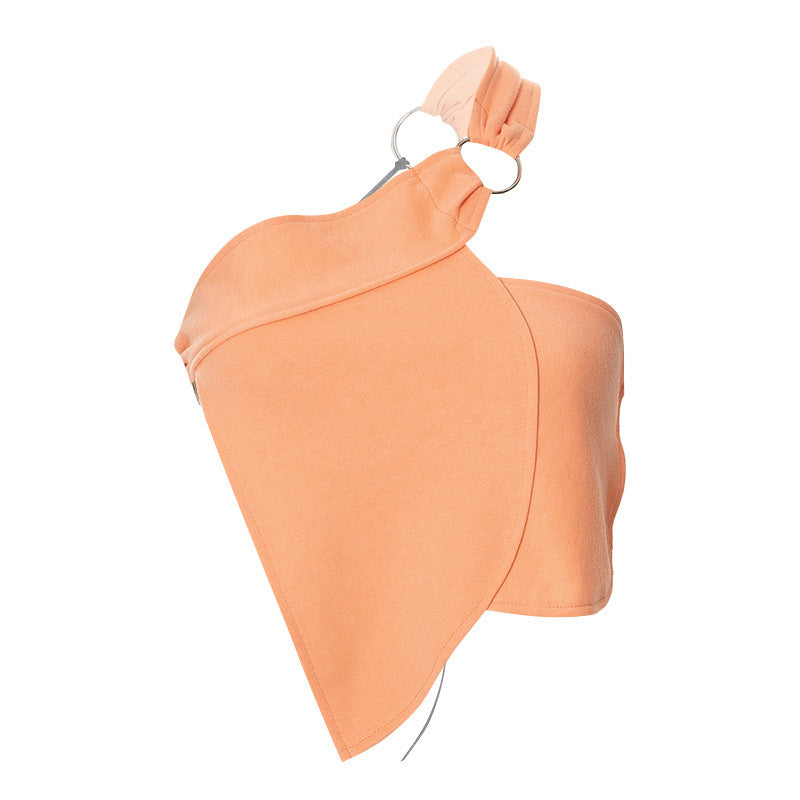 Dame asymmetrisk stroppet skjorte med elegant ringdetalj Skjora