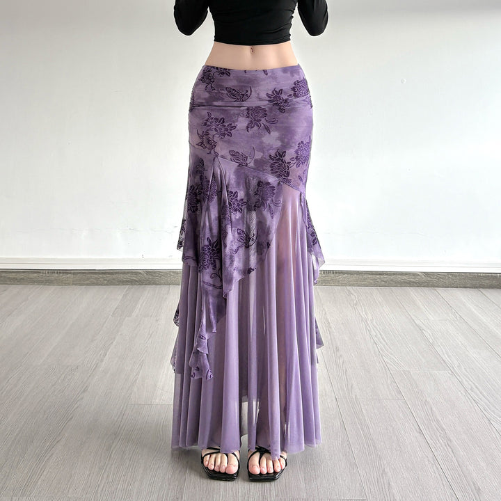 Damer Maxi-nederdel med blomsterdesign og asymmetrisk snitt Skjora
