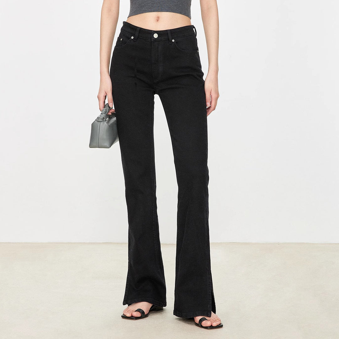 Kvinnelige bootcut jeans i vintage stil med høy midje Skjora