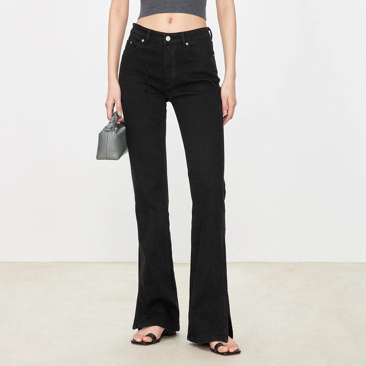 Kvinnelige bootcut jeans i vintage stil med høy midje Skjora