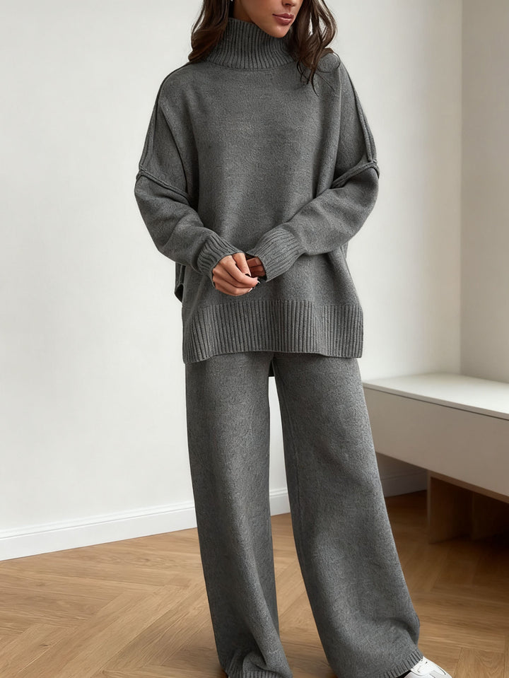 Kvinner avslappende fleece loungewear sett med høy krage Skjora