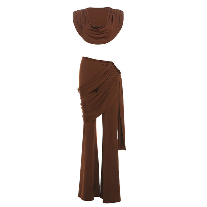 Damer Elegant Jumpsuit-sett med Drapering og Smalt Bein Skjora