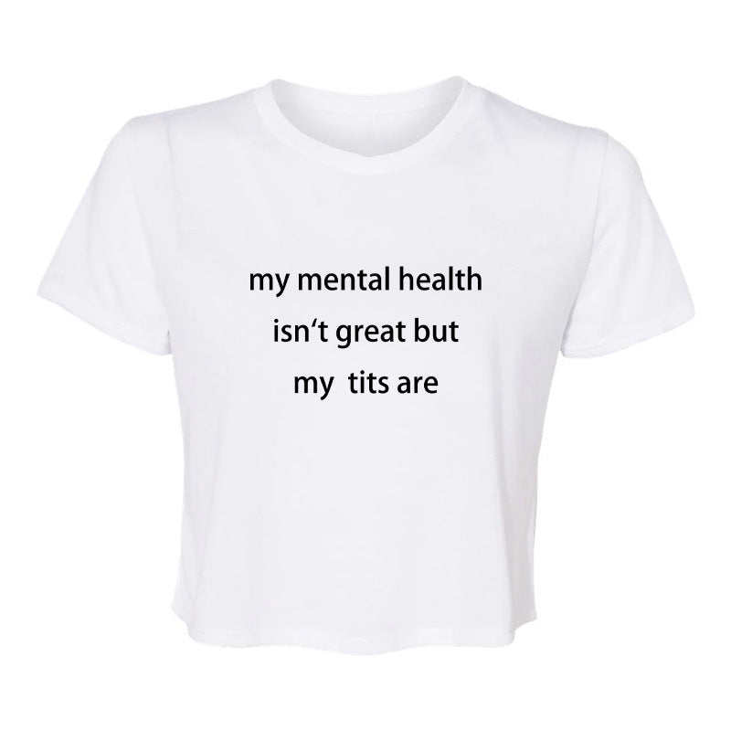 Dame ermeløs tanktop med kreativt statement-design Skjora