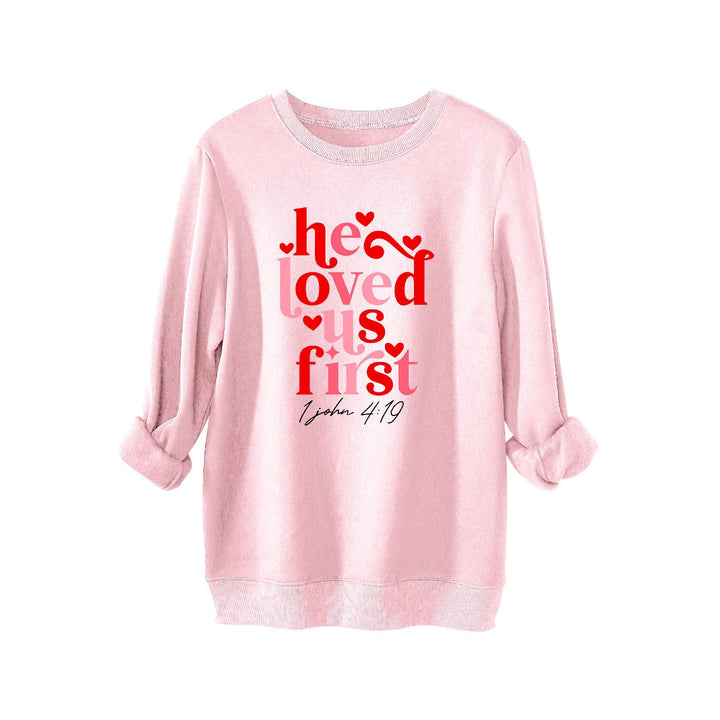 Dame sweatshirt med vennlig slagord og avslappet snitt Skjora