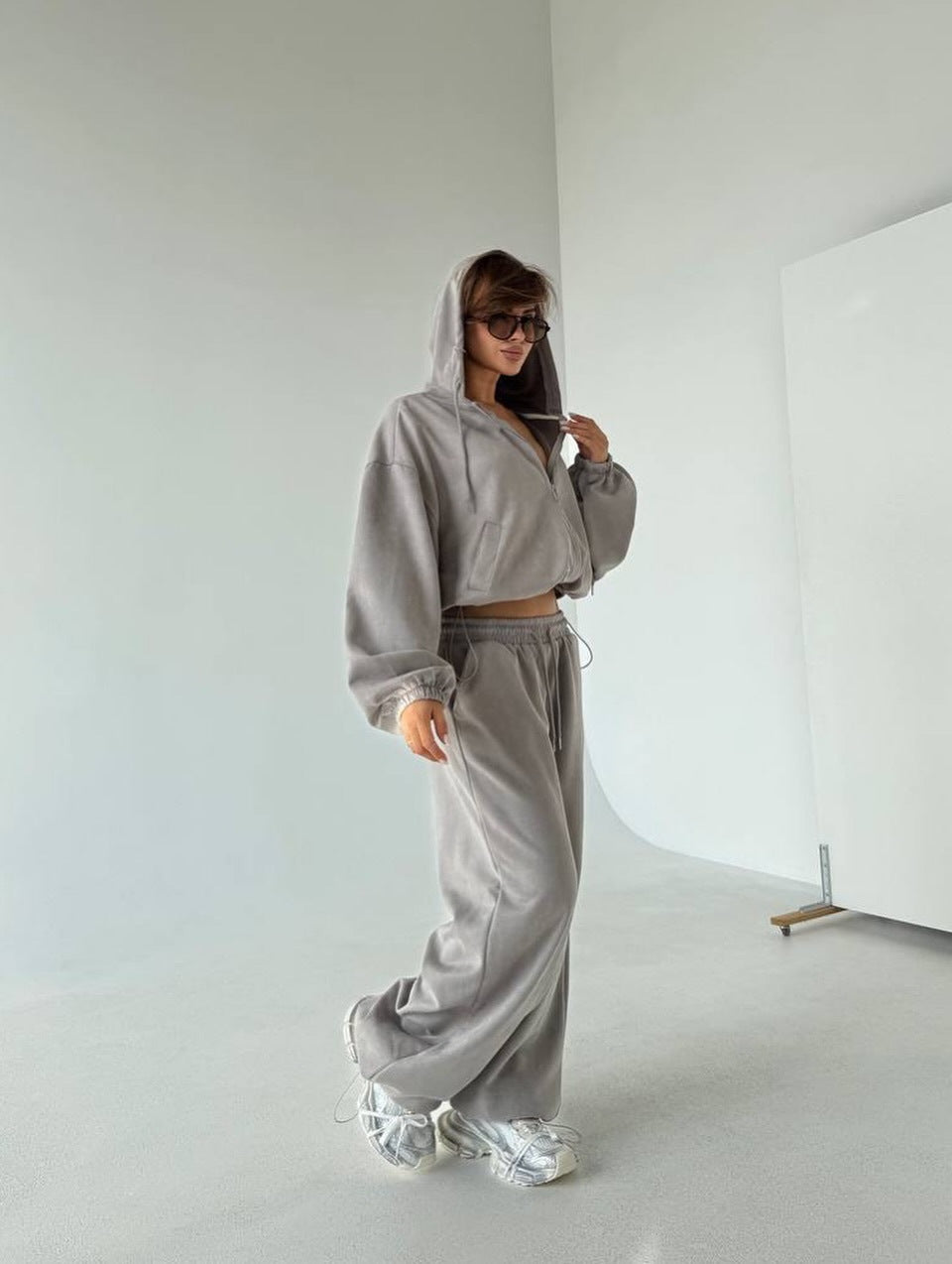 Dame casual fleece genser og joggebukse sett Skjora