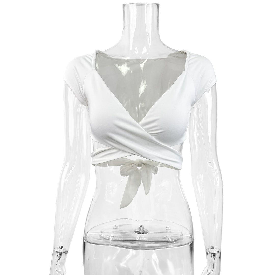Damer Crop-Top med elegant innpakningsdesign Skjora