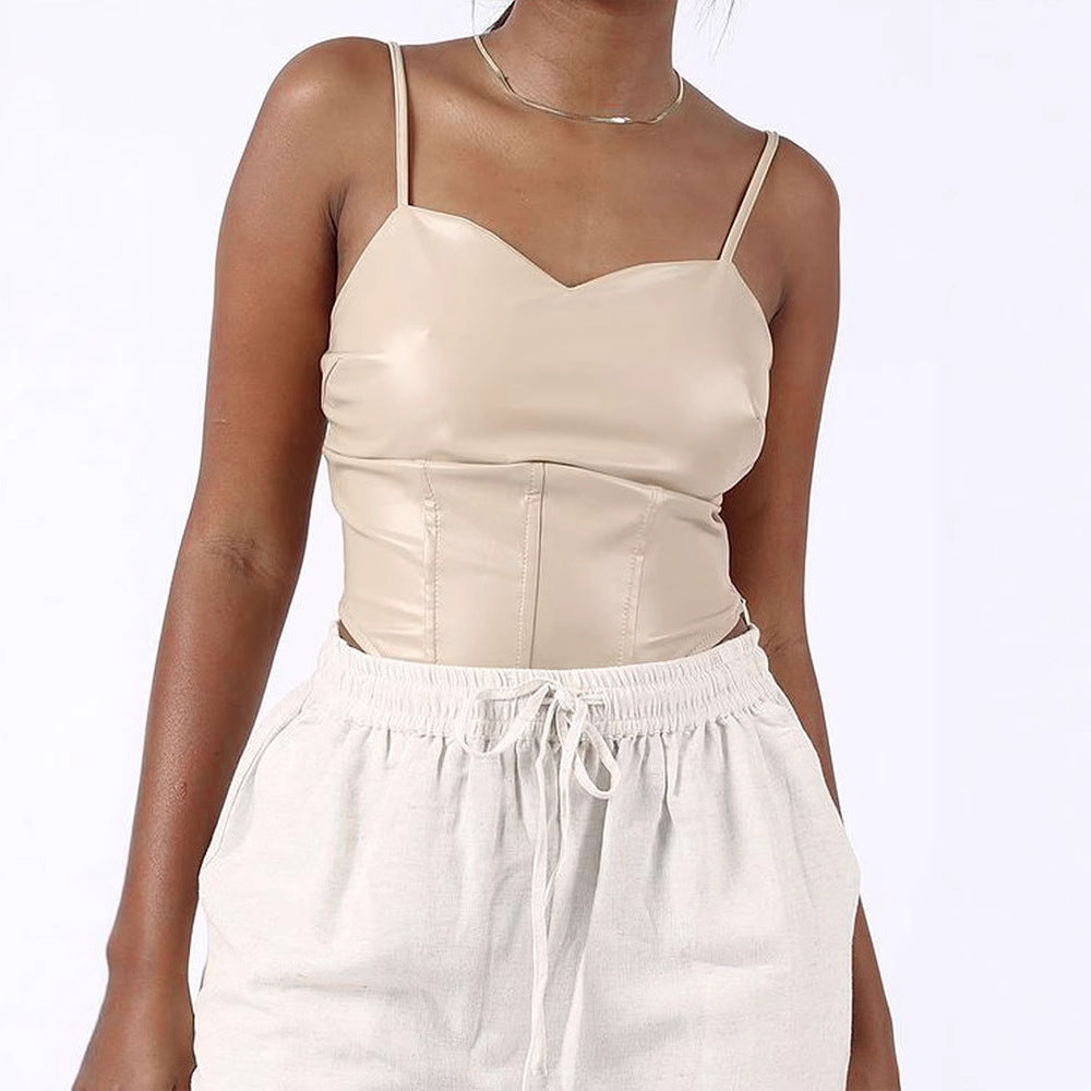 Dame Cropped Top med elegant V-utskjæring og figurnær passform Skjora