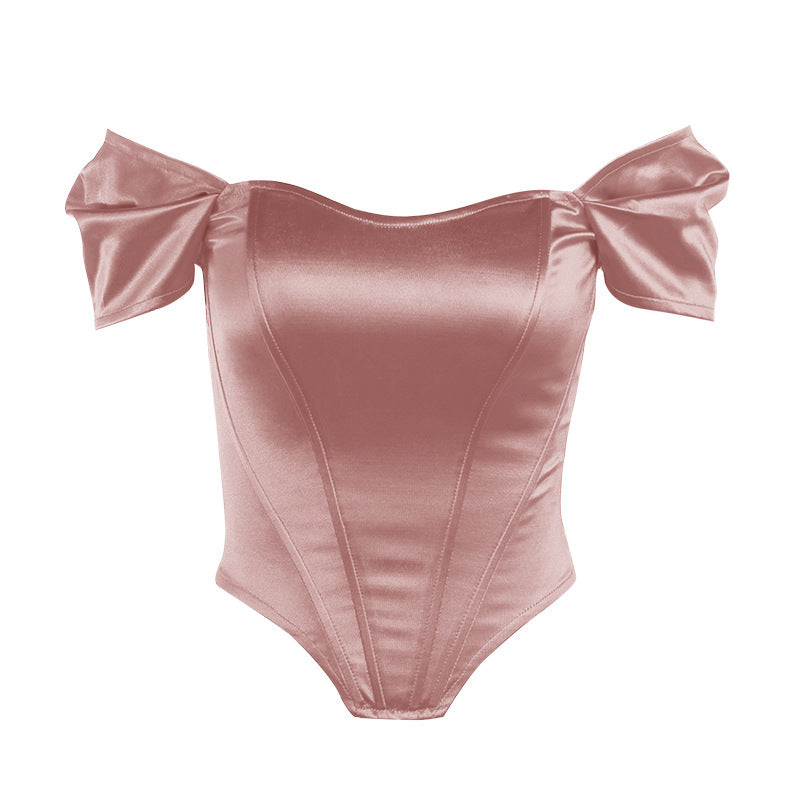 Damer elegant Satin-bustier med skulderdetaljer Skjora