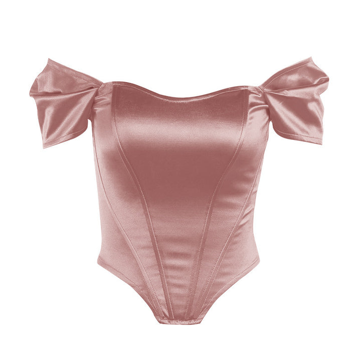 Damer elegant Satin-bustier med skulderdetaljer Skjora