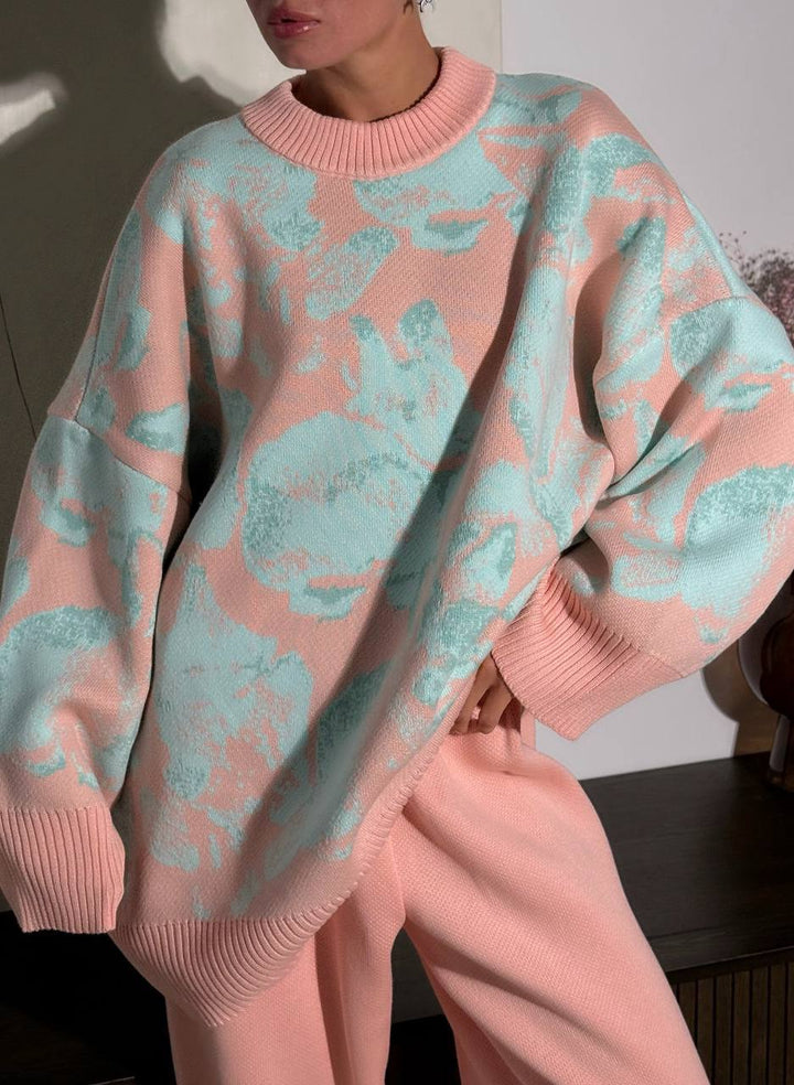 Kvinnens koselige sweatshirt med trendy blomstermønster Skjora