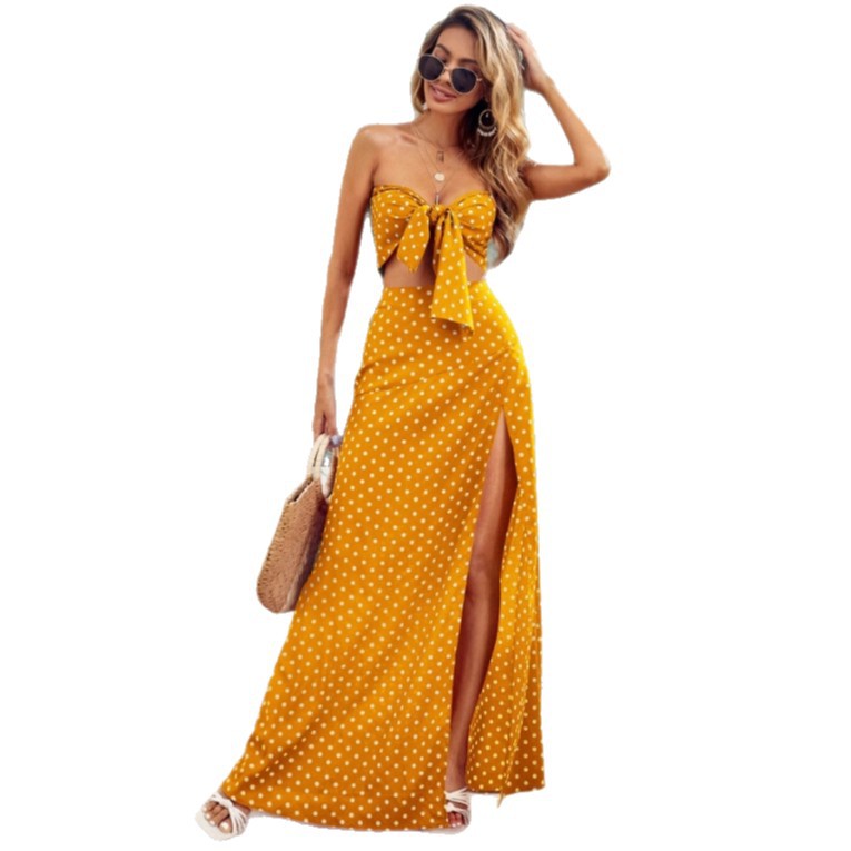 Women's Maxi Dress with Deep V-Neck and Modern Slit Skirt